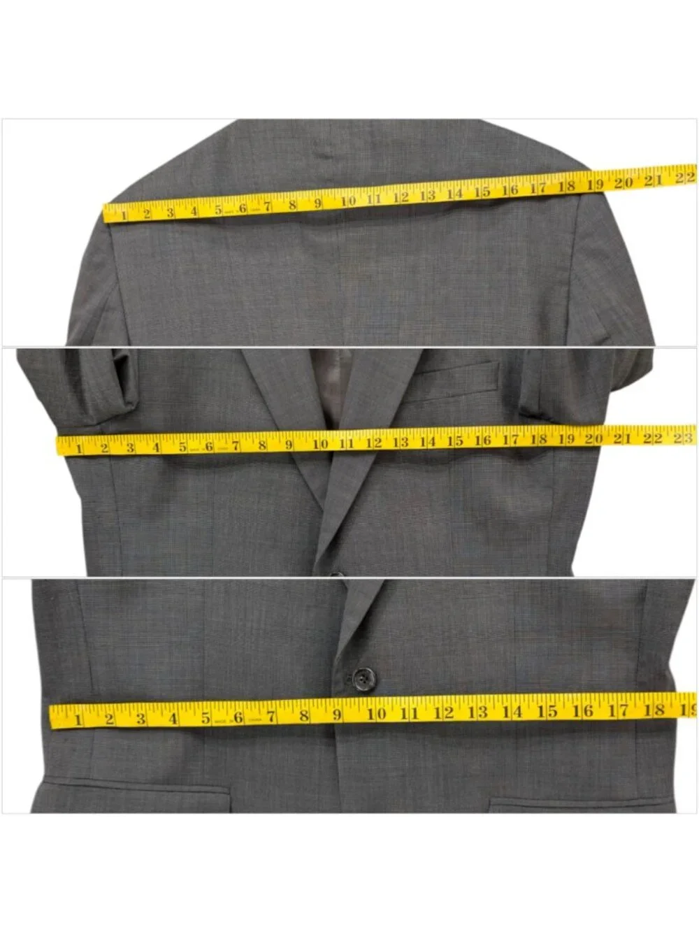 Jos A Bank 2 Piece Wool Suit Mens Grey 2 Button Pleated Cuffed Size 40R 34x28